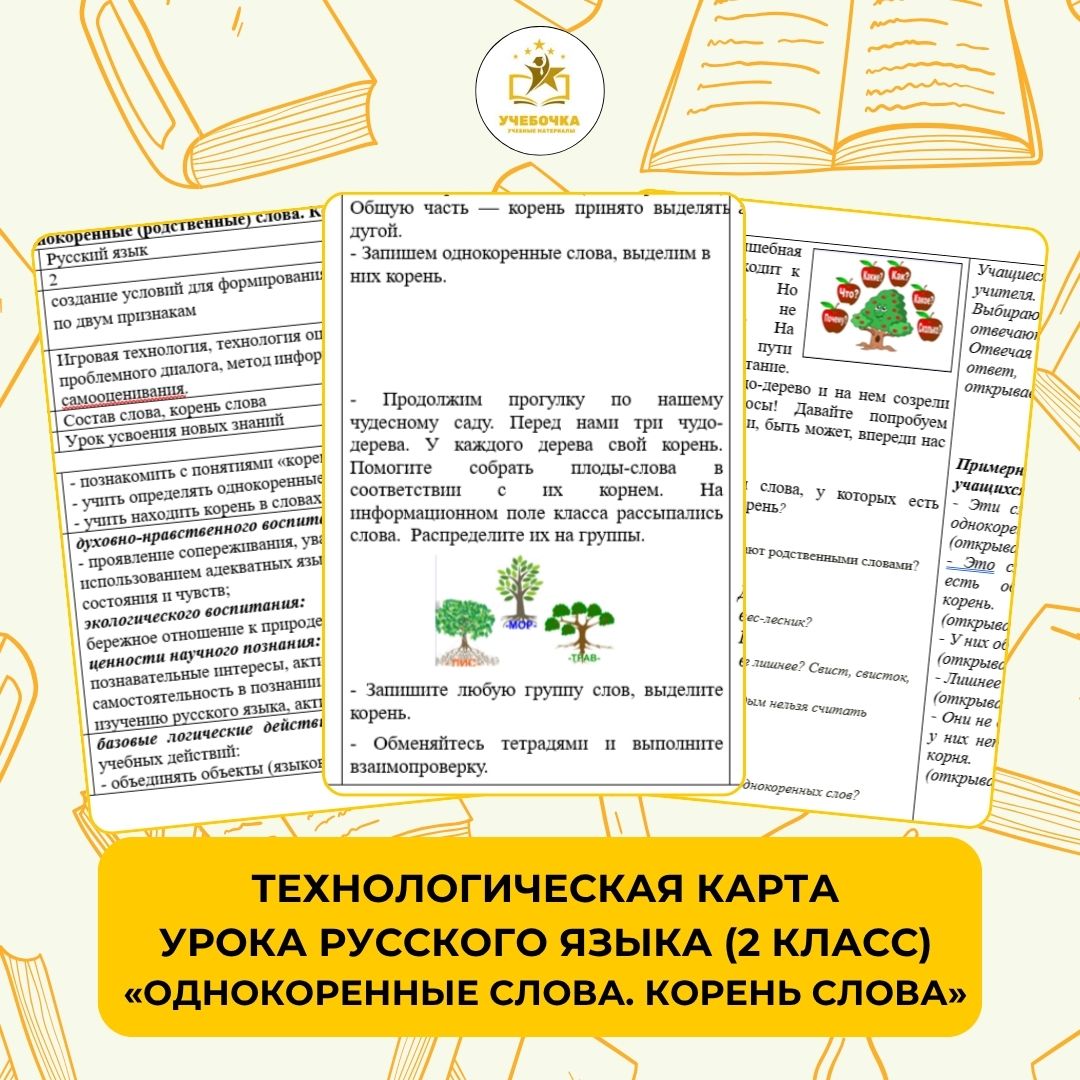 Технологическая карта урока русского языка во 2 классе по теме: «Однокоренные (родственные) слова. Корень слова»