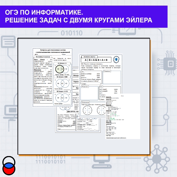 Рабочий лист “Запросы для поисковых систем с использованием логических выражений”. Решение задач с 2-мя кругами Эйлера