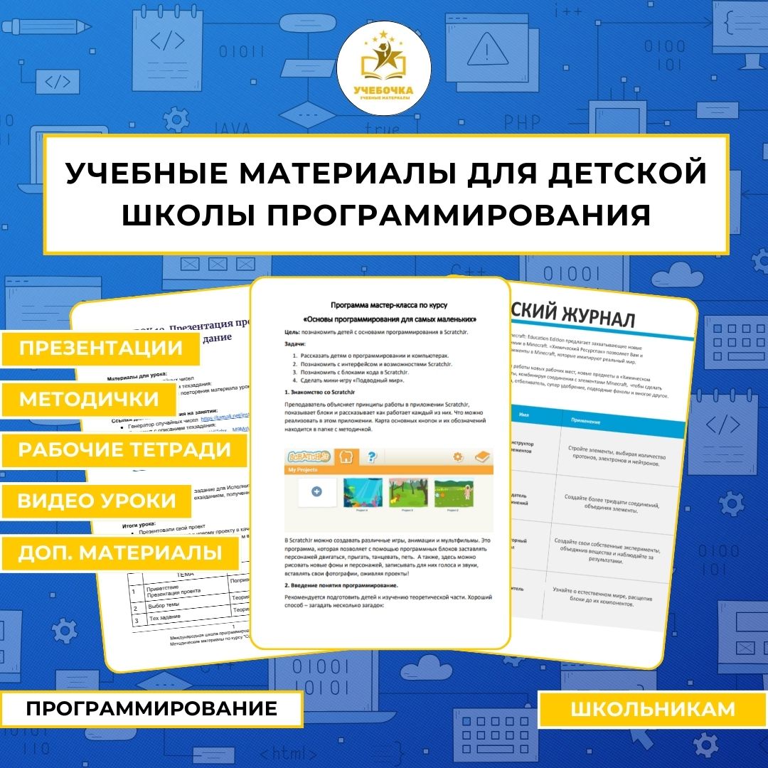 Учебные материалы для детской школы программирования, набор курсов