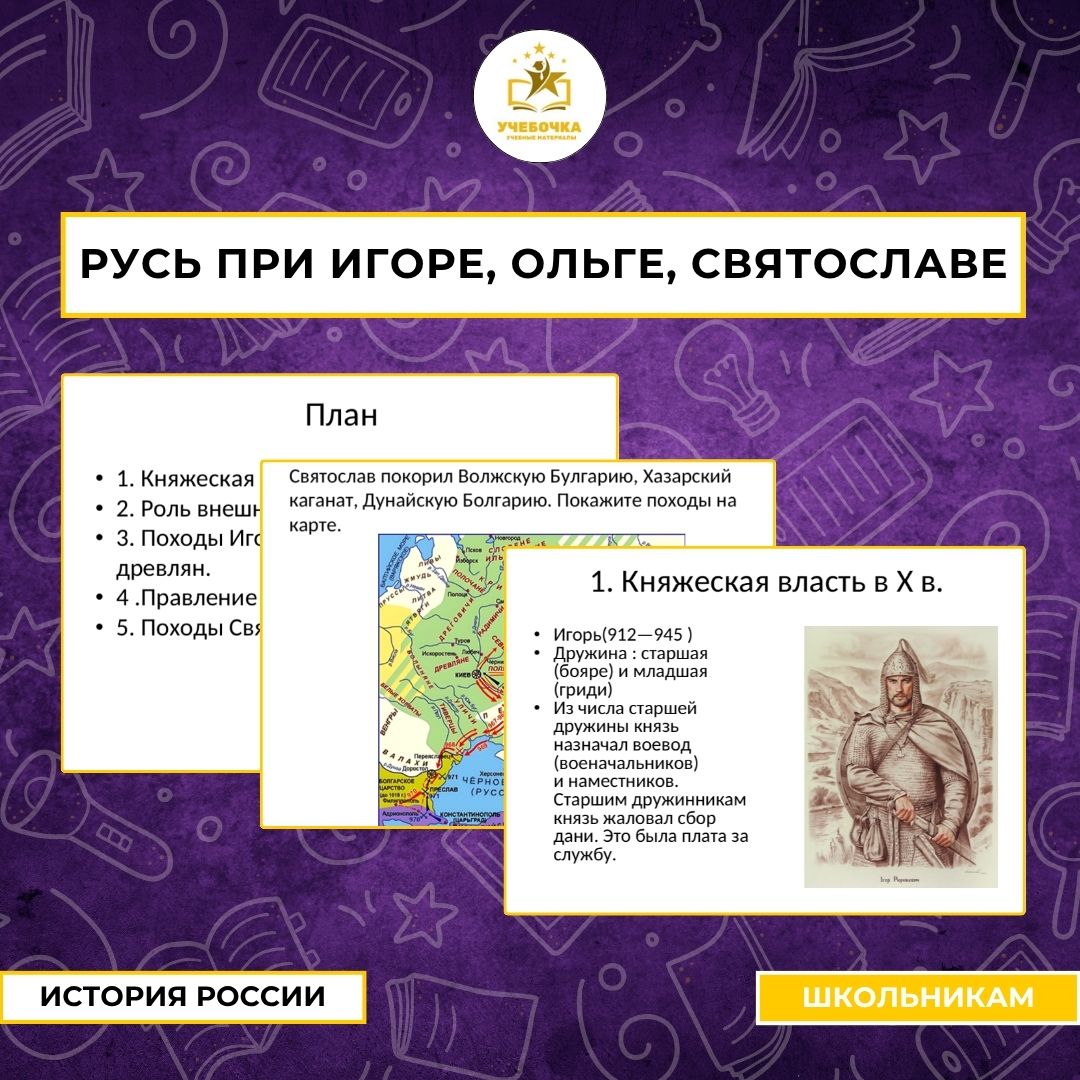 Презентация по истории на тему: Русь при Игоре, Ольге, Святославе