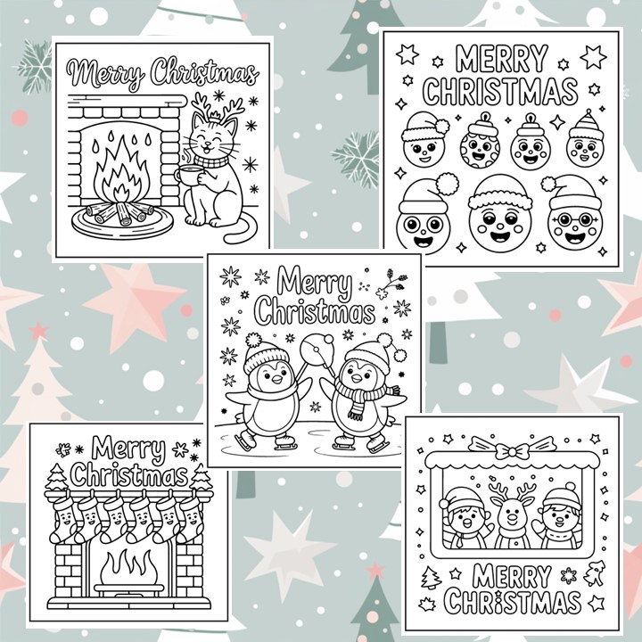 Рождественские открытка-раскраски для уроков английского языка 1-5 класс