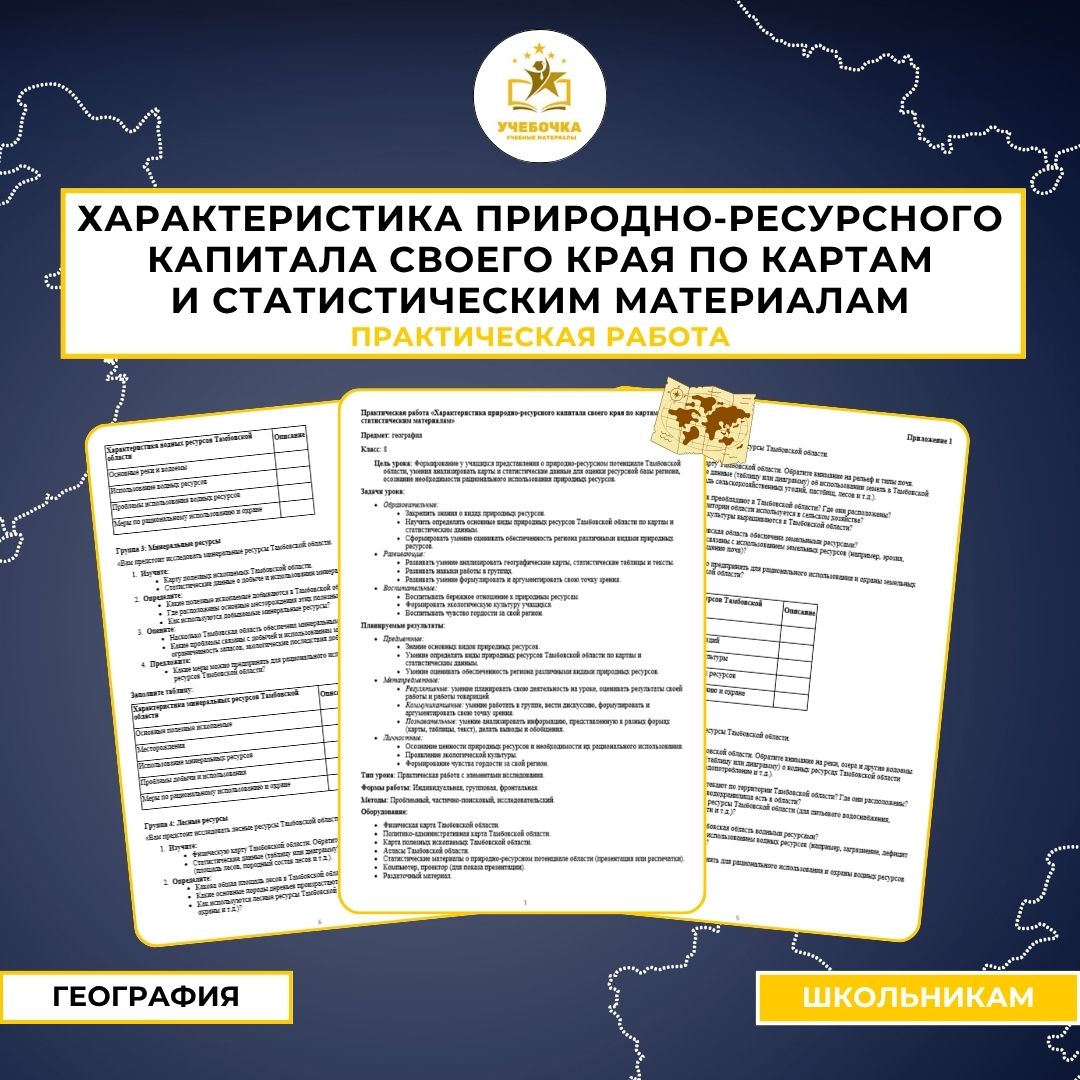 Практическая работа «Характеристика природно-ресурсного капитала своего края по картам и статистическим материалам»