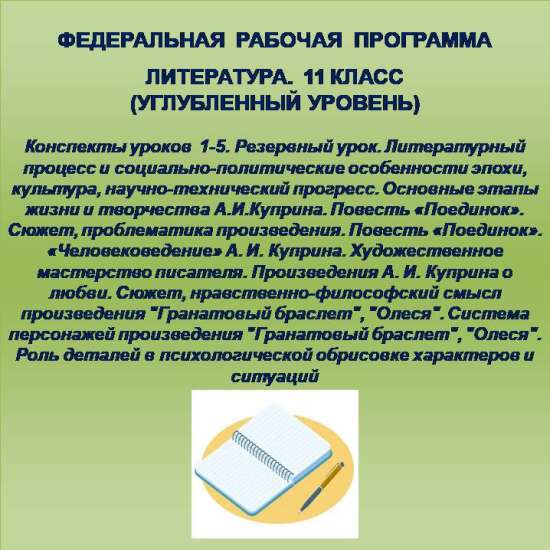 Литература 11 класс (углубленный уровень). Конспекты уроков 1-5.