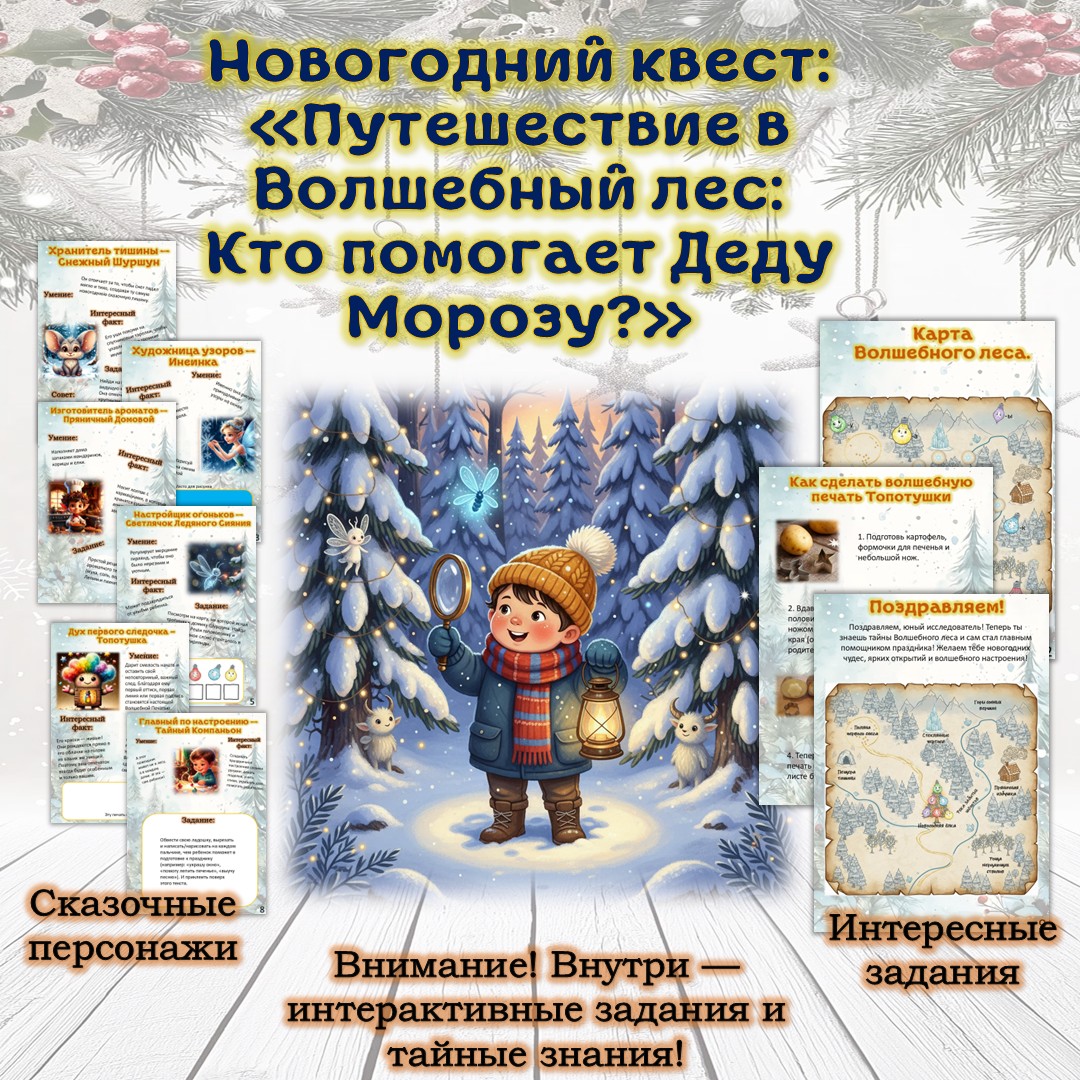 Новогодний квест “Волшебный лес: кто помогает Деду Морозу?” для дошкольников и учащихся начальных классов.