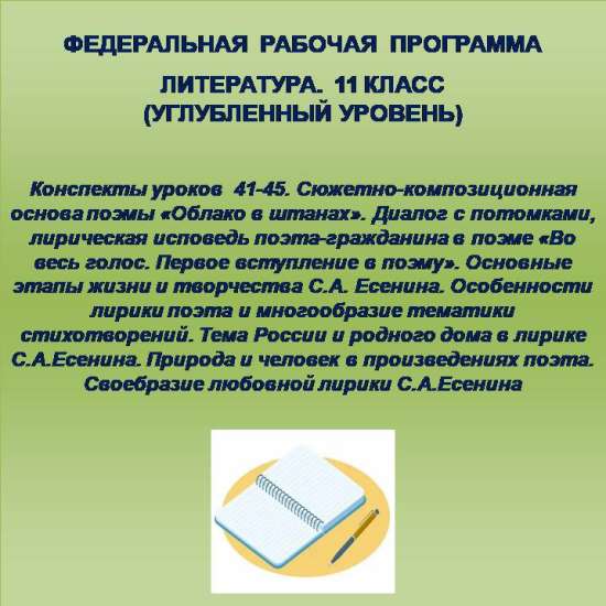 Литература 11 класс (углубленный уровень). Конспекты уроков 41-45.