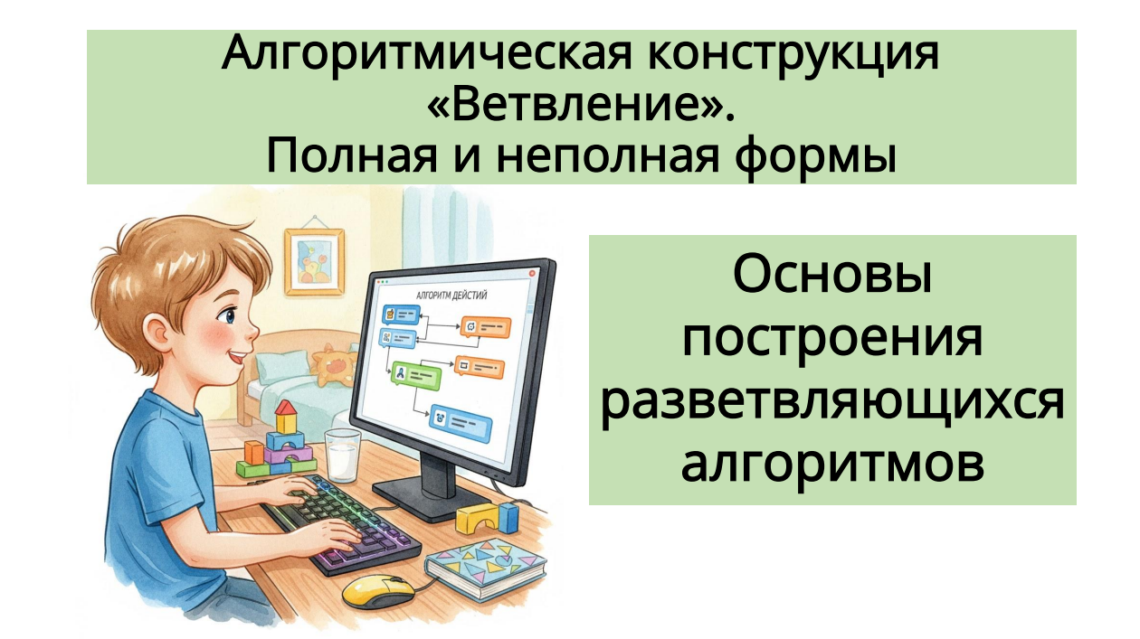Презентация: Алгоритмическая конструкция «Ветвление». Полная и неполная формы.