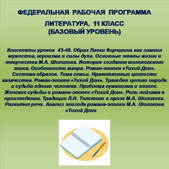 Литература 11 класс (базовый уровень). Конспекты уроков 43-48.