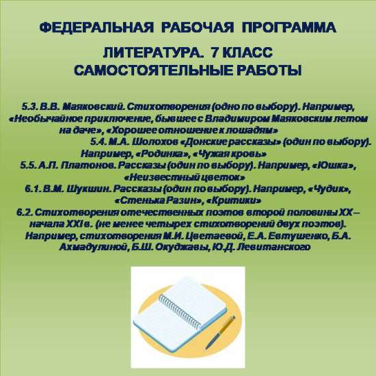 Литература 7 класс. Самостоятельные работы 19-23