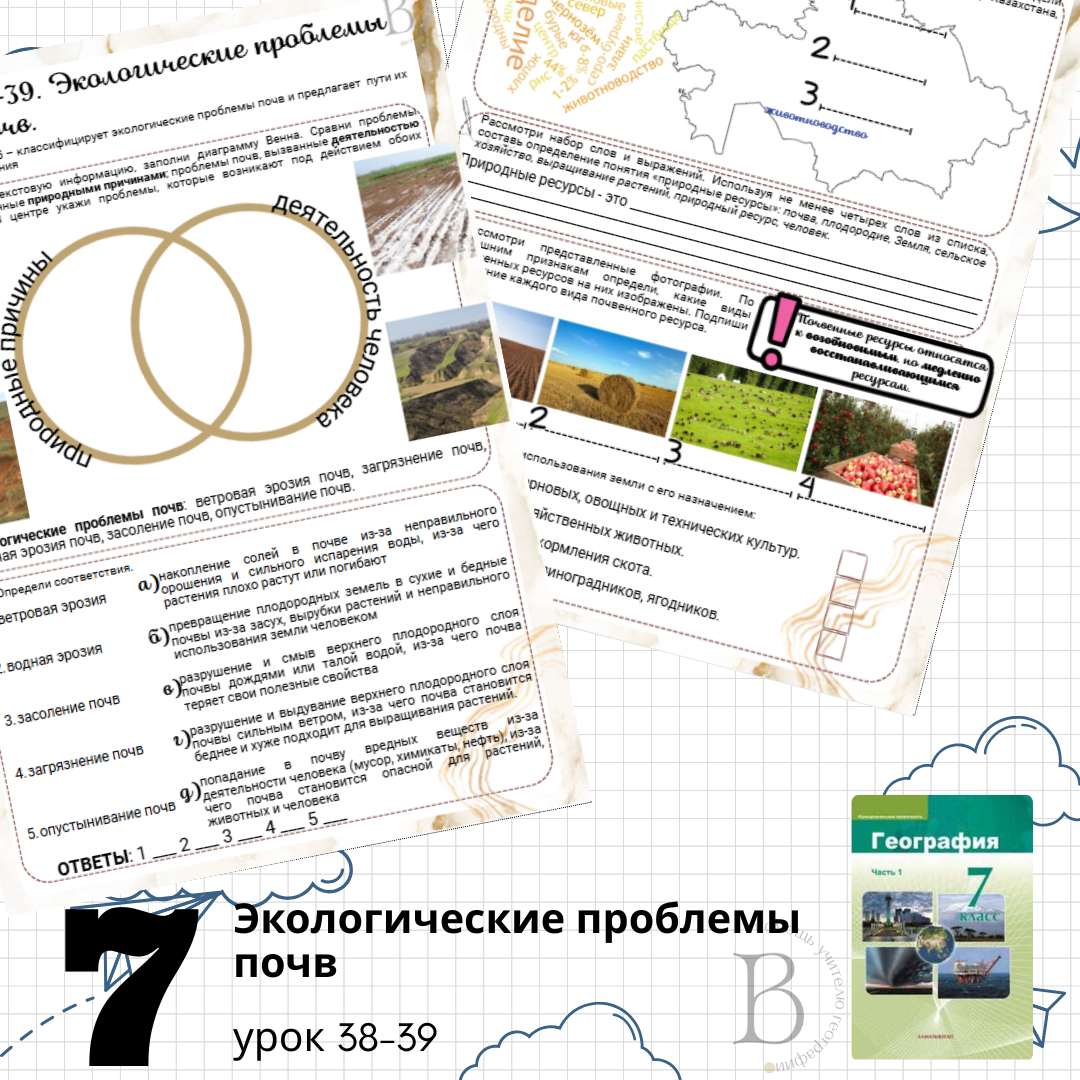 Рабочий лист ученика по теме “Экологические проблемы почв”. География, 7 класс