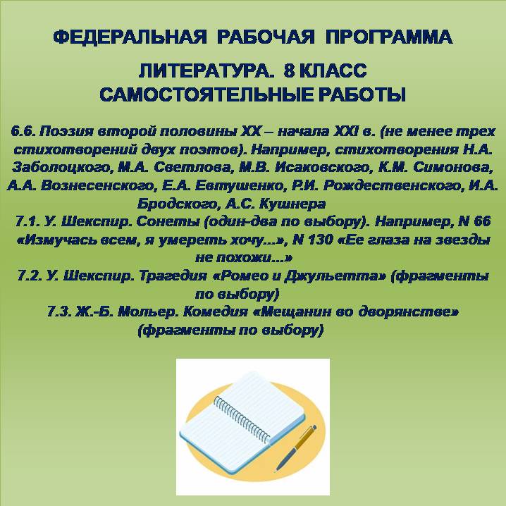 Литература 8 класс. Самостоятельные работы 21-24