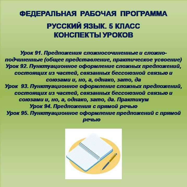 Русский язык, 5 класс. Конспекты уроков 91-95