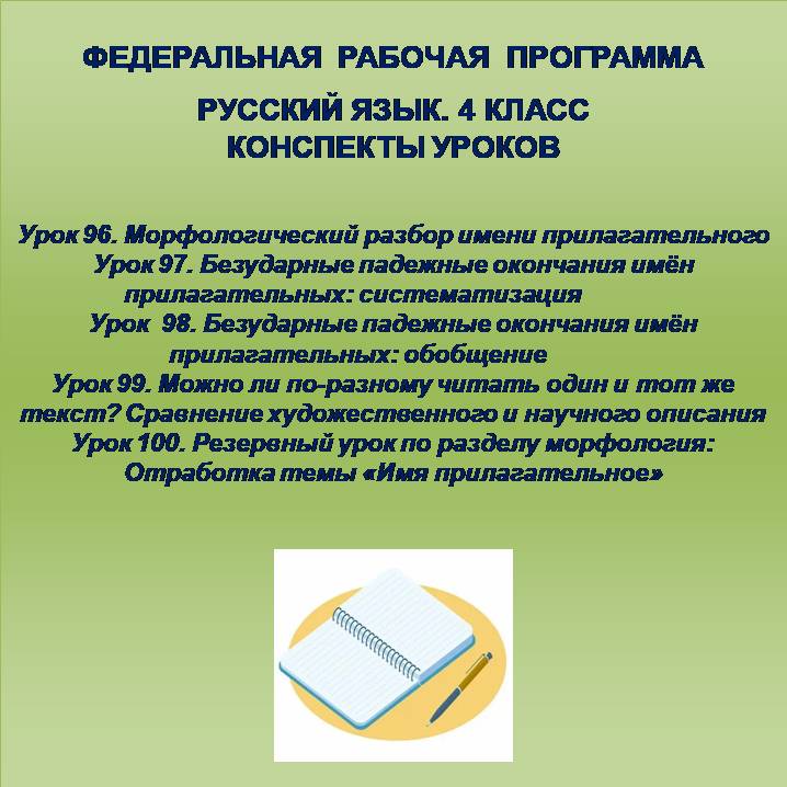 Русский язык, 4 класс. Конспекты уроков 96-100.