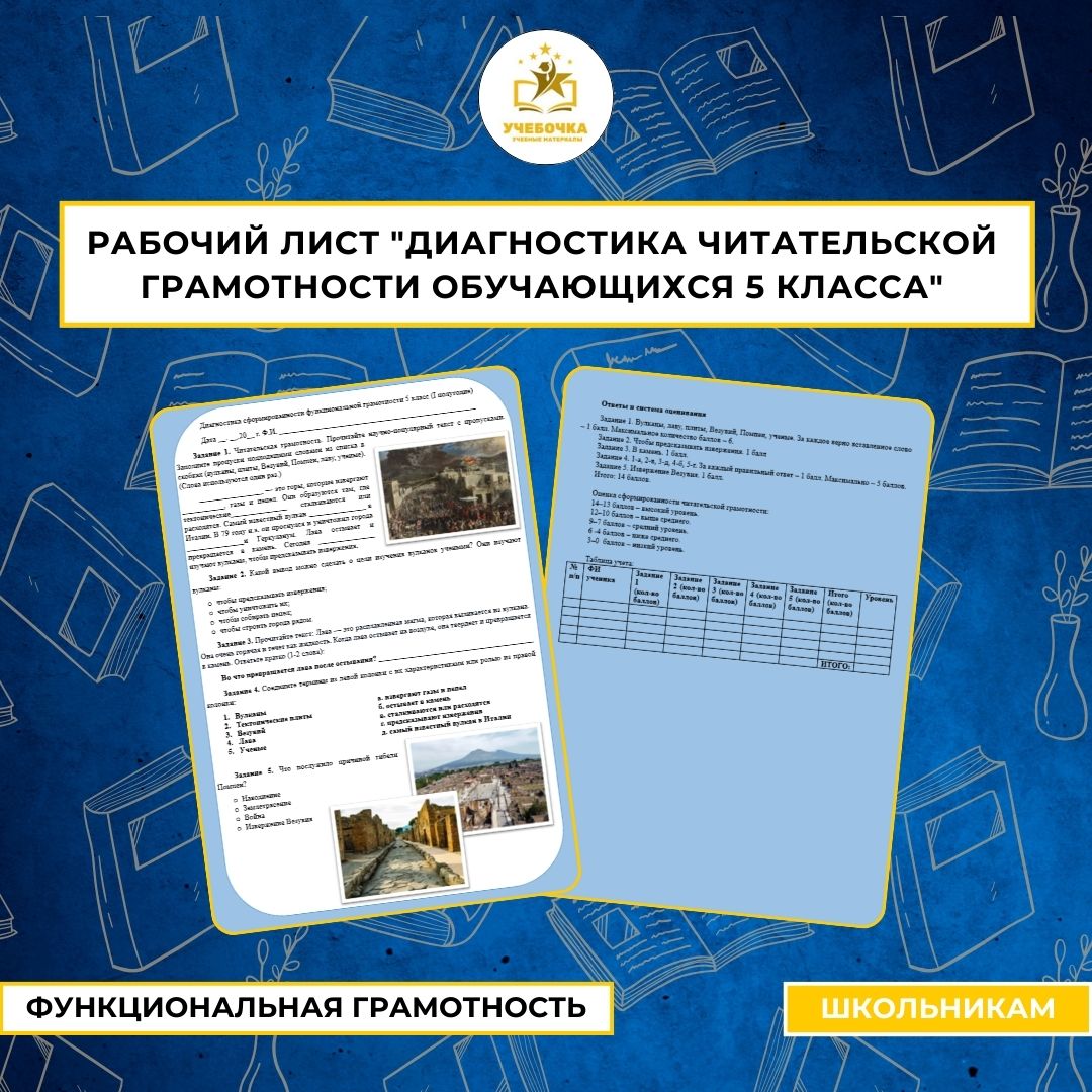 Рабочий лист “Диагностика читательской грамотности обучающихся 5 класса”