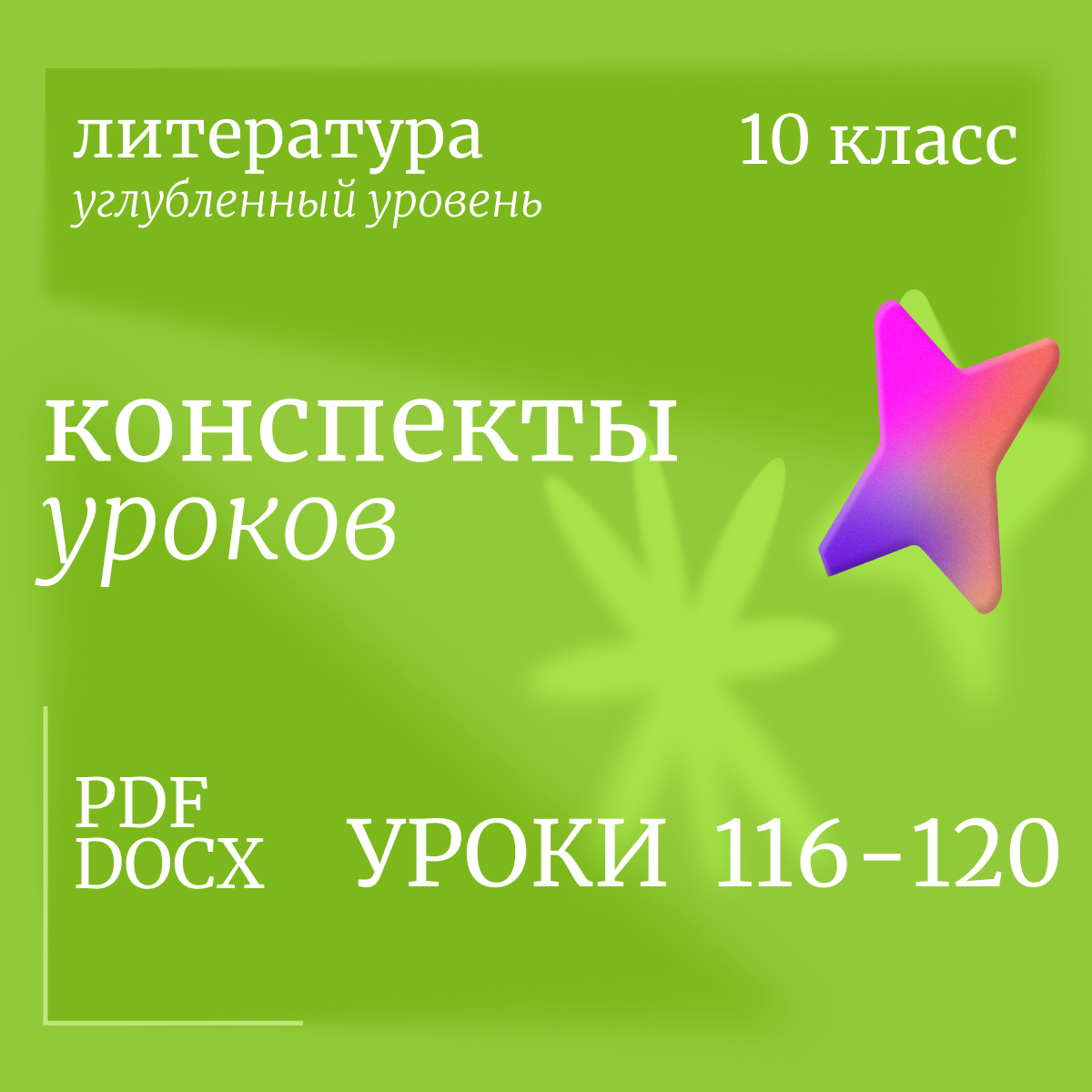 Литература, 10 класс (углубленный уровень). Конспекты уроков 116-120