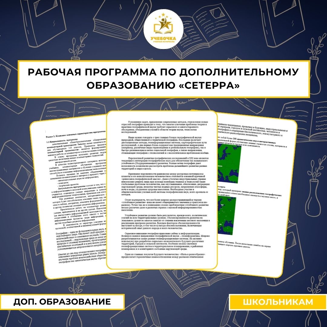 Рабочая программа по дополнительному образованию “Сетерра” 5- 9 класс