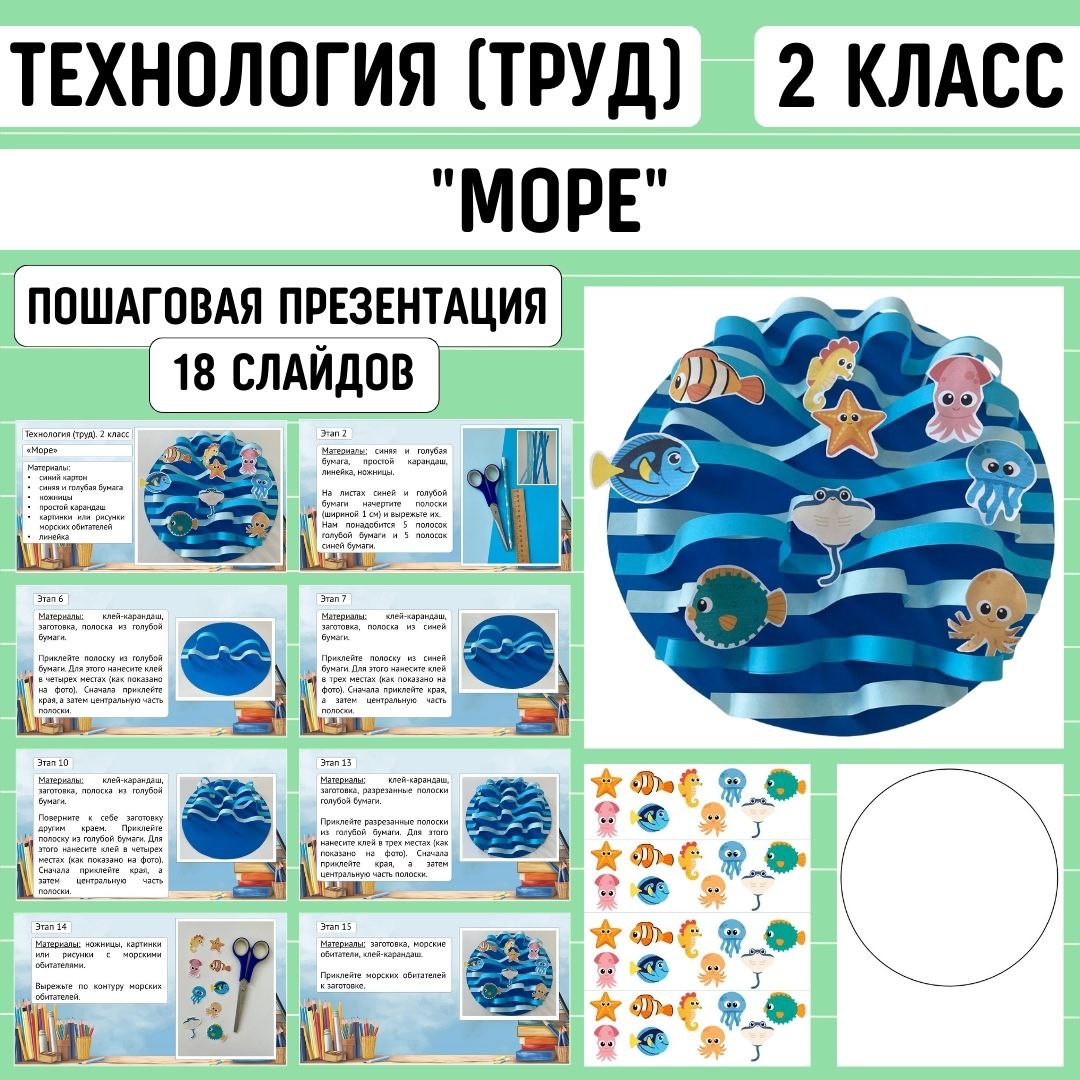 Пошаговая презентация по технологии «Море», 2класс