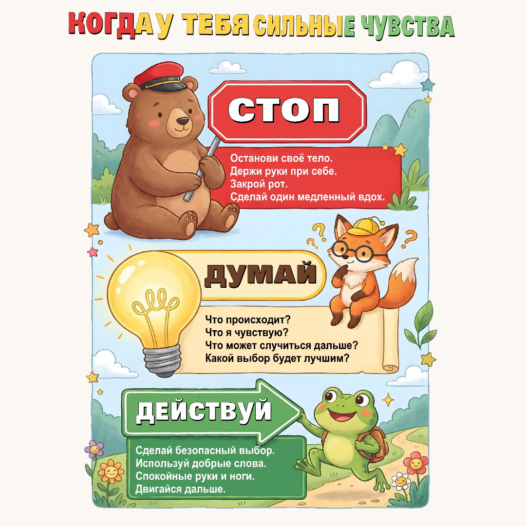 Плакат «Остановись — подумай — действуй»