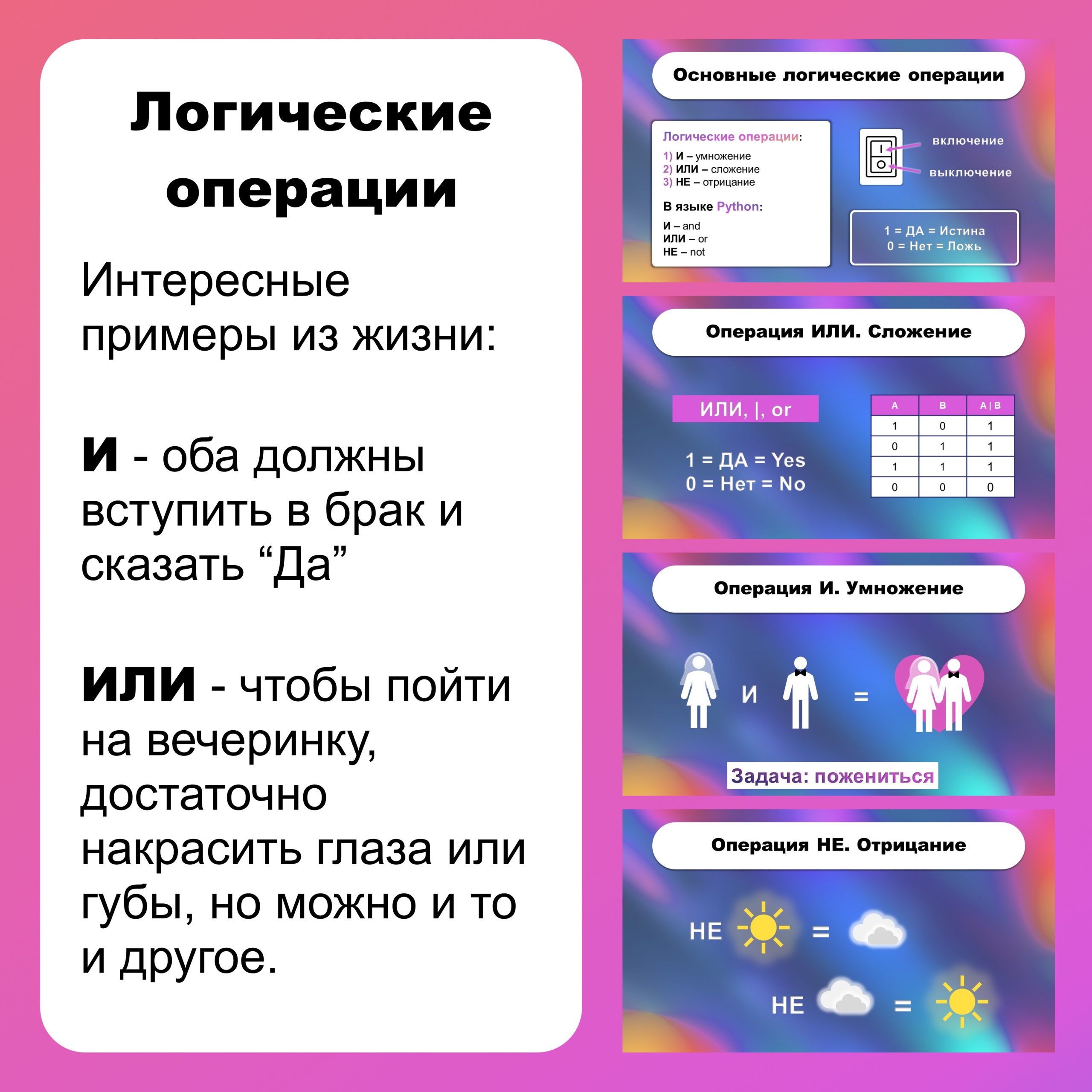 Логические операции. Информатика, 8-9 класс.